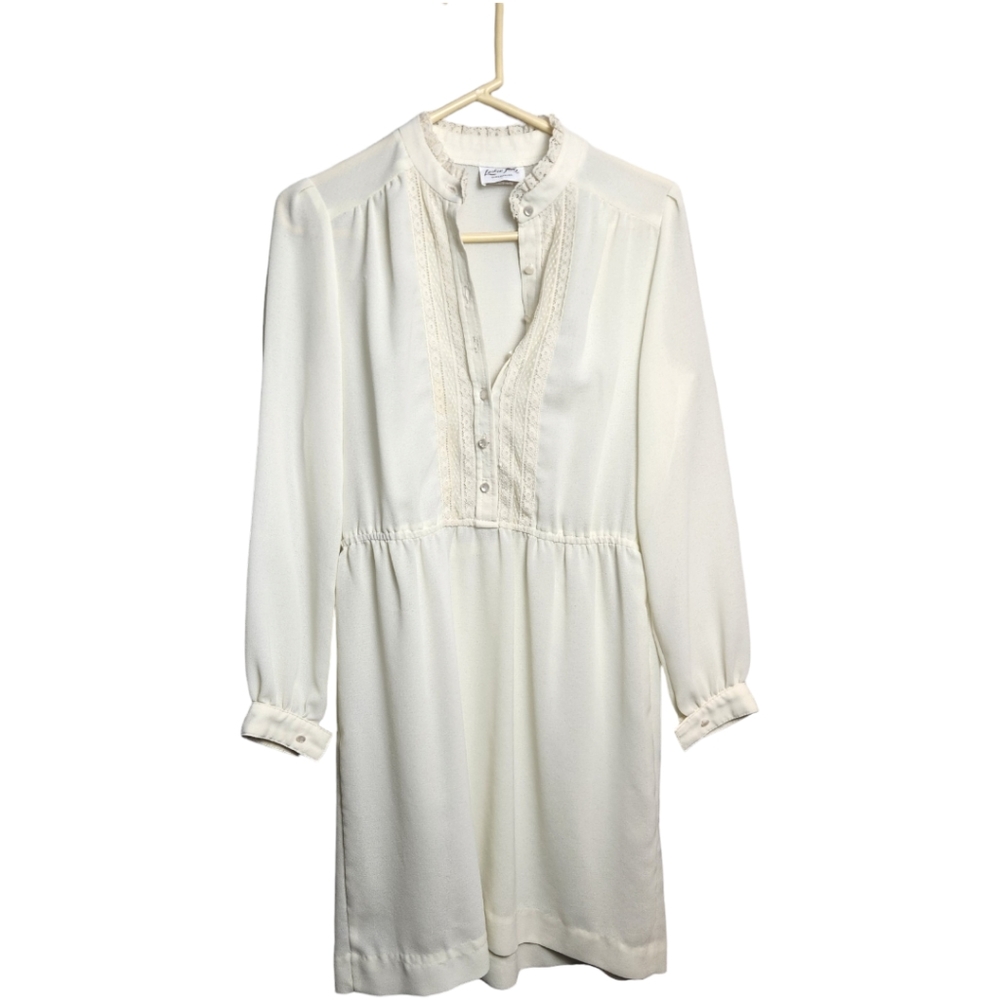 Vintage Size Small Off White Cottage Core Leslie Fay Midi Dress
